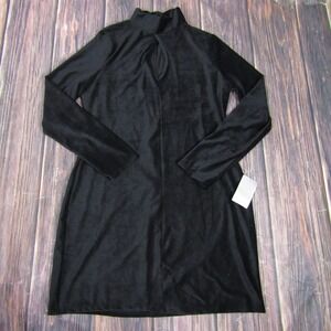 Dual Nature Dress Womens XL Black Keyhole Long Sleeve Stretch Velvet Party XL